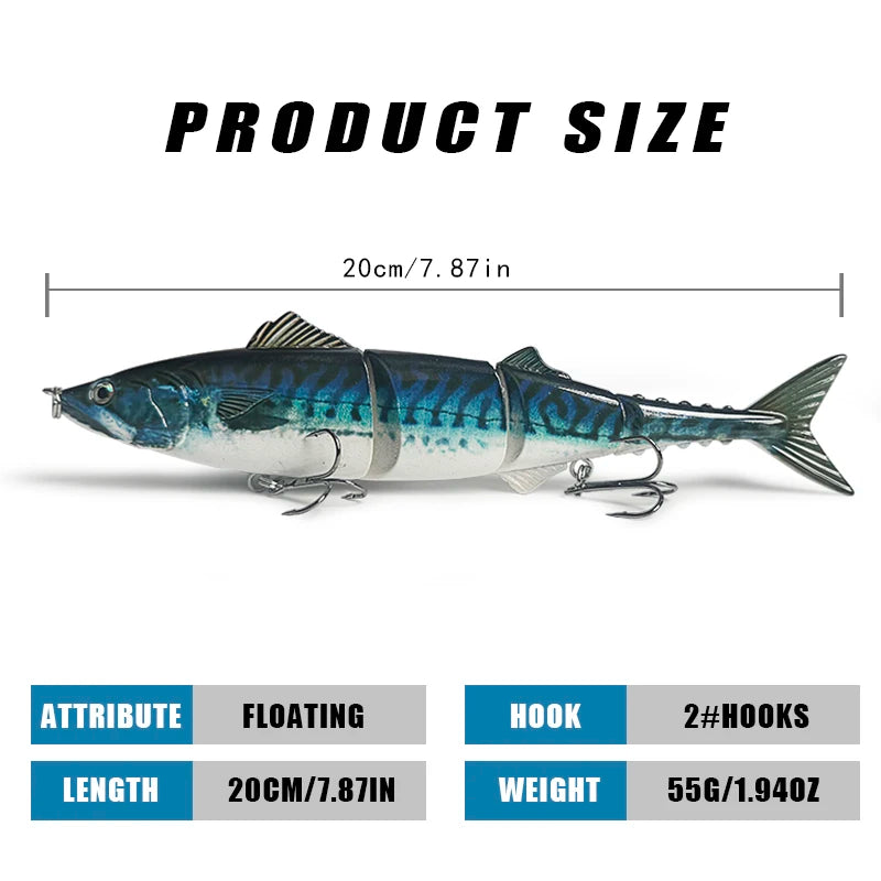 Bionic Multi-Section Swimbait – 20cm / 55g Far-Casting Jointed Lure for Sea &amp; Freshwater