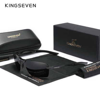KINGSEVEN 7241 Rimless Polarized Sunglasses – Aluminum Frame, UV400, Men