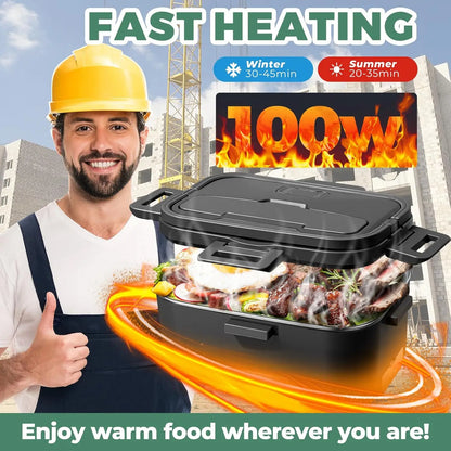 Electric Lunch Box for Adults 100W 1.8L Portable Heated Lunch Box for men,12V/24V/110V home/Car/Office/Truck,1,8L Removable