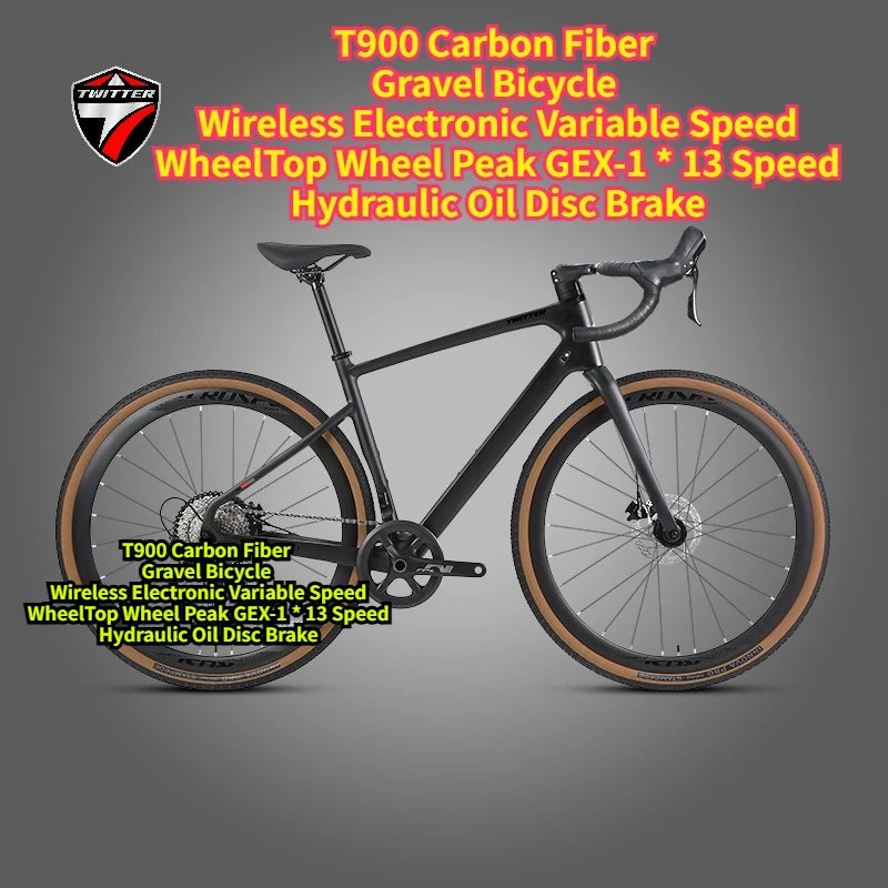 TWITTER Gravel Bike V1 – Wireless Electronic Groupset, Carbon Fiber Frame, Hydraulic Disc Brake