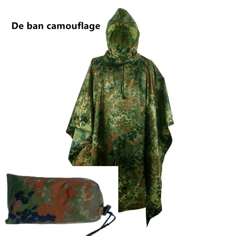 Camouflage Waterproof Poncho – Multifunctional Rain Cover for Camping &amp; Hunting