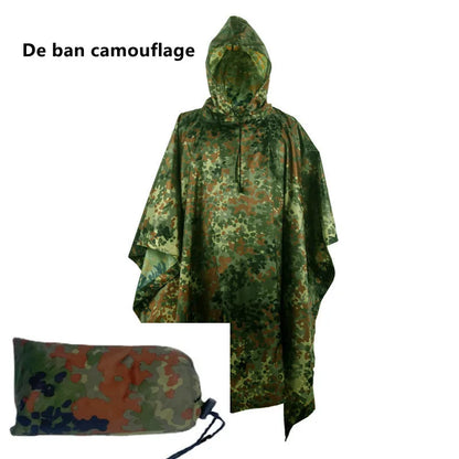 Camouflage Waterproof Poncho – Multifunctional Rain Cover for Camping &amp; Hunting