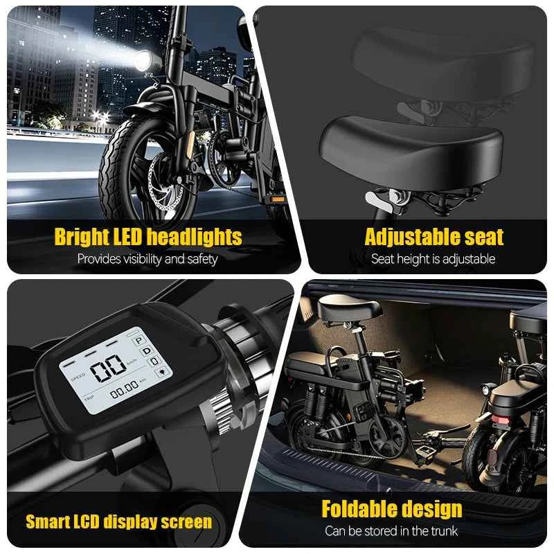 14" Folding Commuter eBike – 500W Motor, Removable Battery, Dual Disc Brake, Up to 19.9 MPH