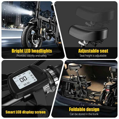 14" Folding Commuter eBike – 500W Motor, Removable Battery, Dual Disc Brake, Up to 19.9 MPH