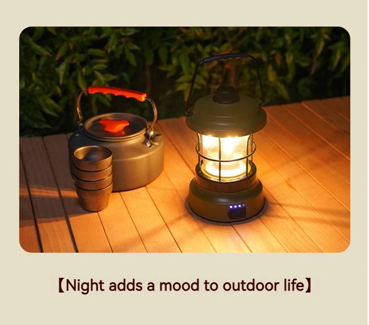Retro Camping Lantern – USB Rechargeable Portable Tent Light for Camping &amp; Outdoor Use