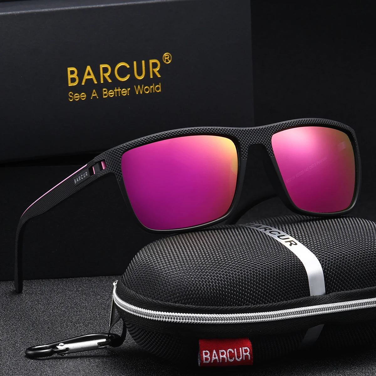 BARCUR Polarized Rectangle Sunglasses – UV400 Mirror Gradient Lens, TR-90 Frame, 9 Colors