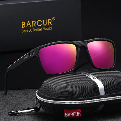 BARCUR Polarized Rectangle Sunglasses – UV400 Mirror Gradient Lens, TR-90 Frame, 9 Colors