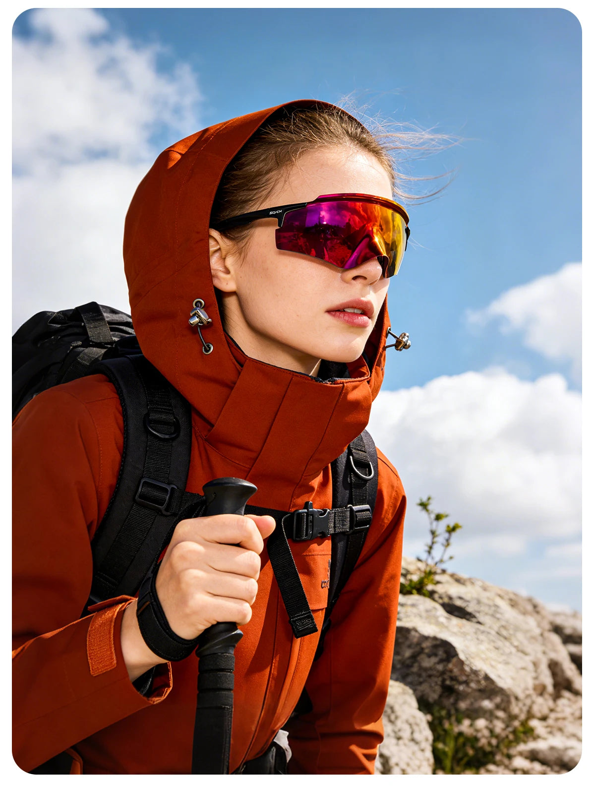 SCVCN Cycling Sunglasses – UV400 Waterproof Photochromic TR-90 Frame 146mm Wide Lens for MTB, Running &amp; Outdoor Sport