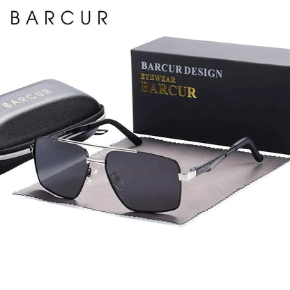 BARCUR BC8035 Polarized Pilot-Square Sunglasses – Stainless Steel, UV400, Unisex