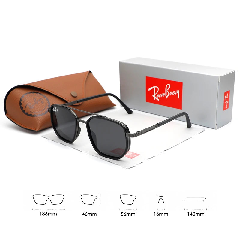 Goggle-Style Polarized Sunglasses – Unisex Alloy Frame UV400 for Driving &amp; Casual Wear