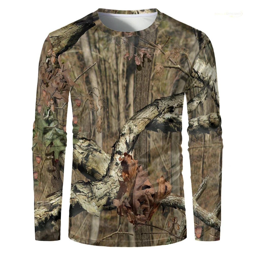 Camouflage Hunting Long Sleeve Men T-shirt Outdoor Sports Tactical Training Clothes Tee Hiking Fishing Camping Quick Drying Tops