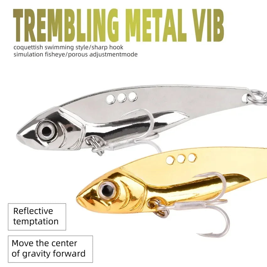 3-Piece Metal VIB Fishing Lure Set – Sinking Spinner Spoon Blade | 7g–25g | Treble Hook | Pike, Carp &amp; Sea Fishing