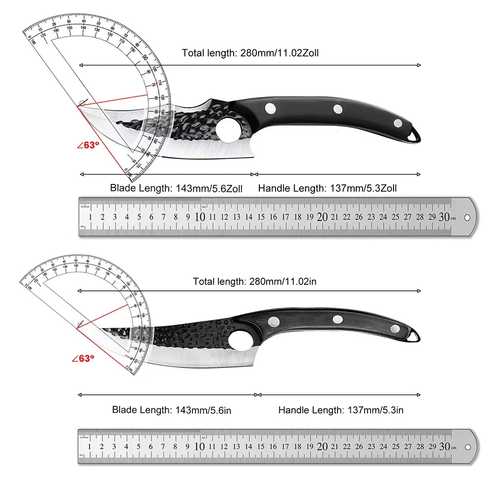 Stainless Steel Hand Forged Knife Cleaver Chef Cooking Cutter Fruit Slicing Meat Cutting Knife Cover