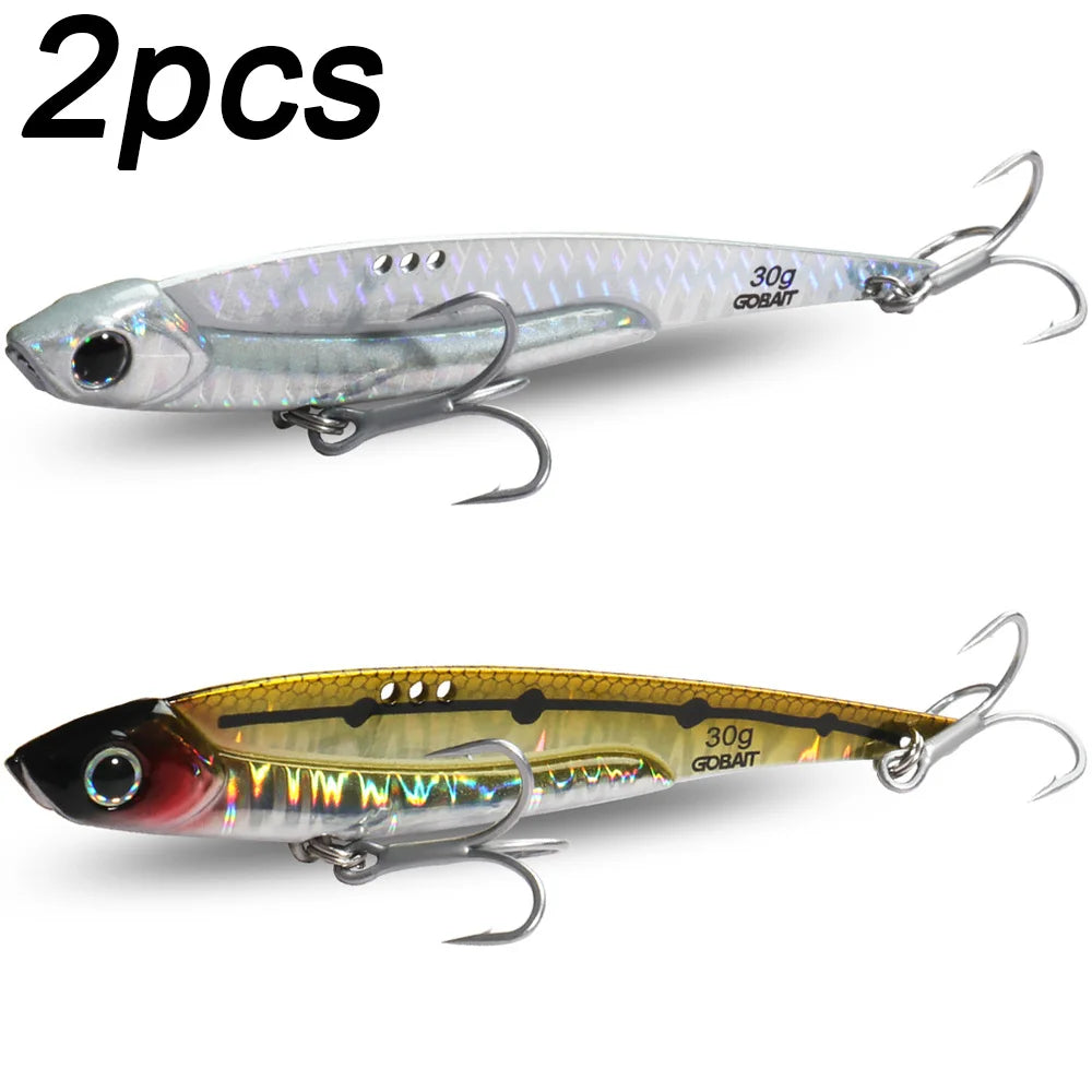 GOBAIT Metal VIB Fishing Lure Kit – 20g, 25g &amp; 30g | Holographic Laser Skin | Treble Hook | Sea, Pike &amp; Bass