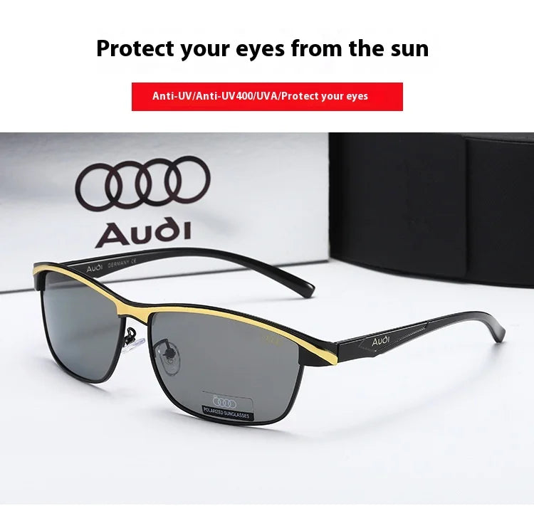Audi Polarized Sunglasses – Men’s UV400 TAC Lens Anti-Glare Rectangle Frame for Driving, Cycling &amp; Travel