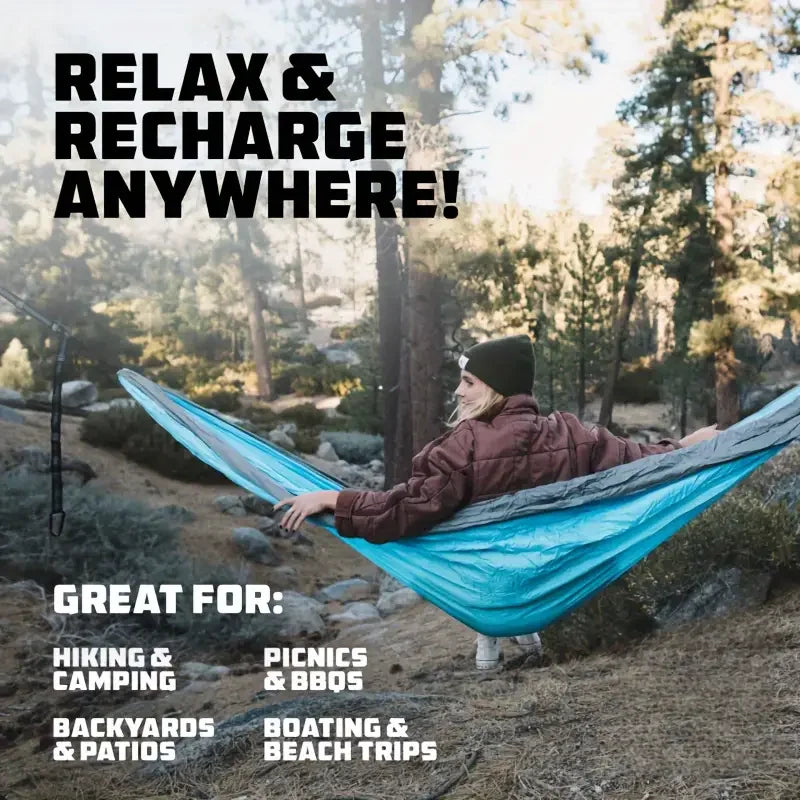 Camping Hammock with Tree Straps – Lightweight Nylon Hammock for Outdoor &amp; Indoor Use