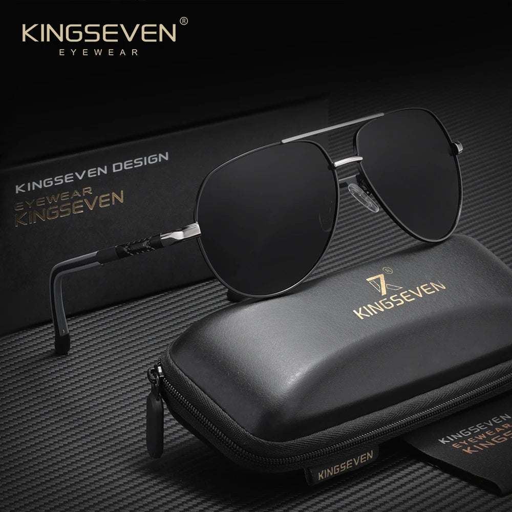 KINGSEVEN 7252 Pilot Sunglasses – Aluminium-Magnesium, Polarized Mirror, Anti-Reflective, Unisex