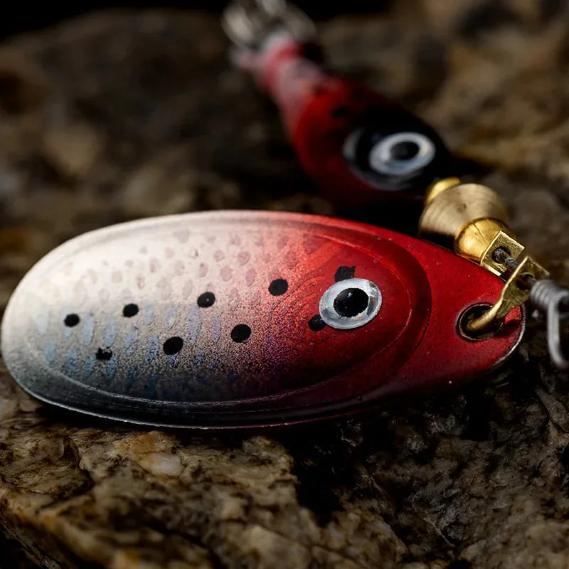 9g Rotating Fishing Bait Spoon Lure Metal Triple Hook Artificial Fish Wobbler Feeder for Enhanced Fishing Experience
