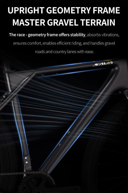 SAVA SF6 Carbon Fiber Gravel Road Bike All Terrain Suitable Off-Road Flat Handlebar Road Bicycle Oil Disc Bicycle Race Bike