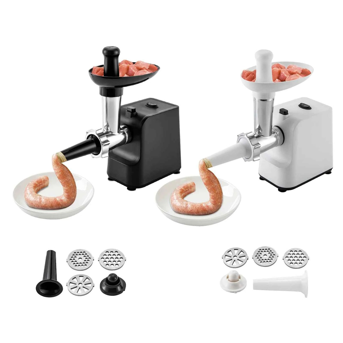 Electric Meat Grinder &amp; Sausage Stuffer – 400W/1000W Peak | 3 Plates | Copper Motor | 110V &amp; 220V | Model MG-S1