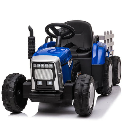 Kids Electric Ride-On Tractor – Dual Motors, LED Lights, Detachable Rear Bucket, Ages 3–12