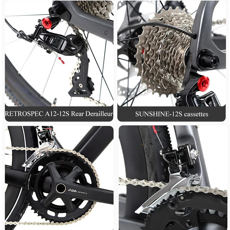 TWITTER Hot Selling V3 Gravel Bike 700X40C Carbon Fiber Road Bicycle RS-24 Speed Touring Bikes With Flat Handle For Men Women