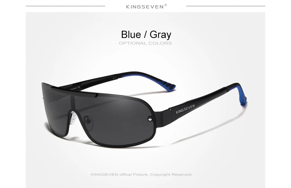 KINGSEVEN 7716 Aluminum Shield Sunglasses – Polarized, UV400, Cycling &amp; Driving, Unisex