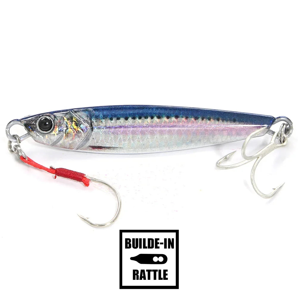 B&amp;U Rattle Metal Jig Fishing Lures – 40g / 60g / 80g Long Casting Saltwater Spinning Lure with Hook