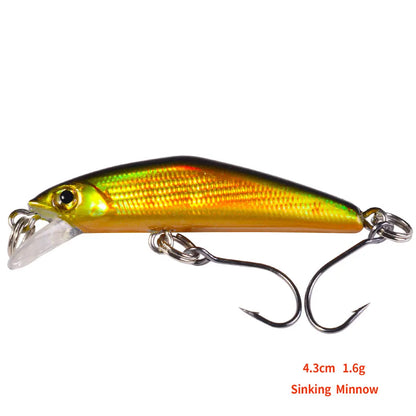 43mm 1.6g Micro Sinking Minnow Fishing Lure – Hard Bait for Bass, Trout, Salmon &amp; Panfish