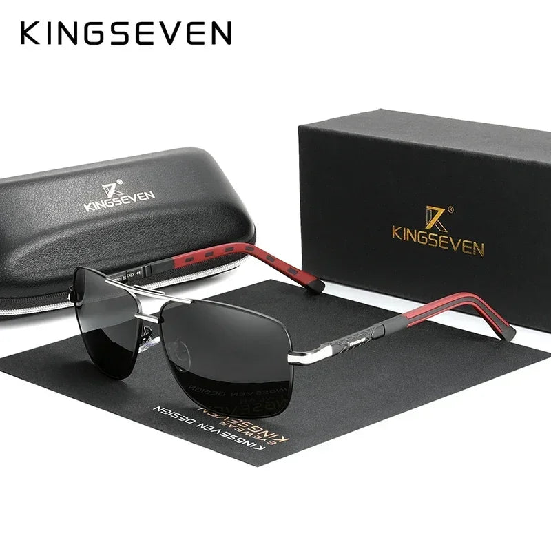 KINGSEVEN 724000 Polarized Sunglasses – Aluminium-Magnesium, Tall Rectangle, UV400, Unisex