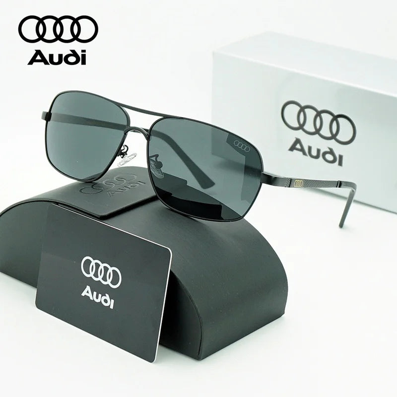 Audi Polarized Sunglasses – Unisex UV400 Square Aviator Alloy Frame Business &amp; Driving Shades