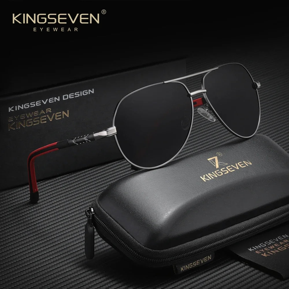 KINGSEVEN 7252 Pilot Sunglasses – Aluminium-Magnesium, Polarized Mirror, Anti-Reflective, Unisex