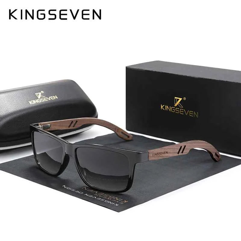 KINGSEVEN W5508 Natural Wood Sunglasses – Polarized Mirror, Anti-Reflective, UV400, Unisex