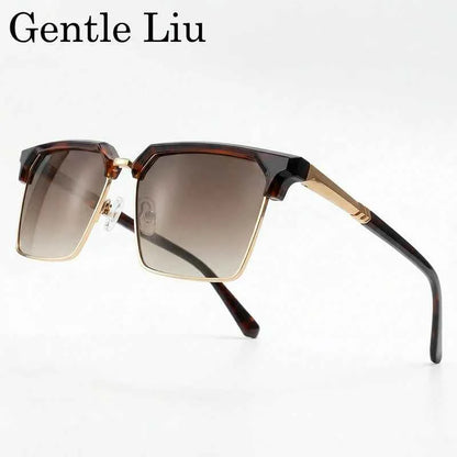 GENTLE LIU FY-99270 Square Sunglasses – Alloy Frame, UV400 Gradient, Steampunk Style