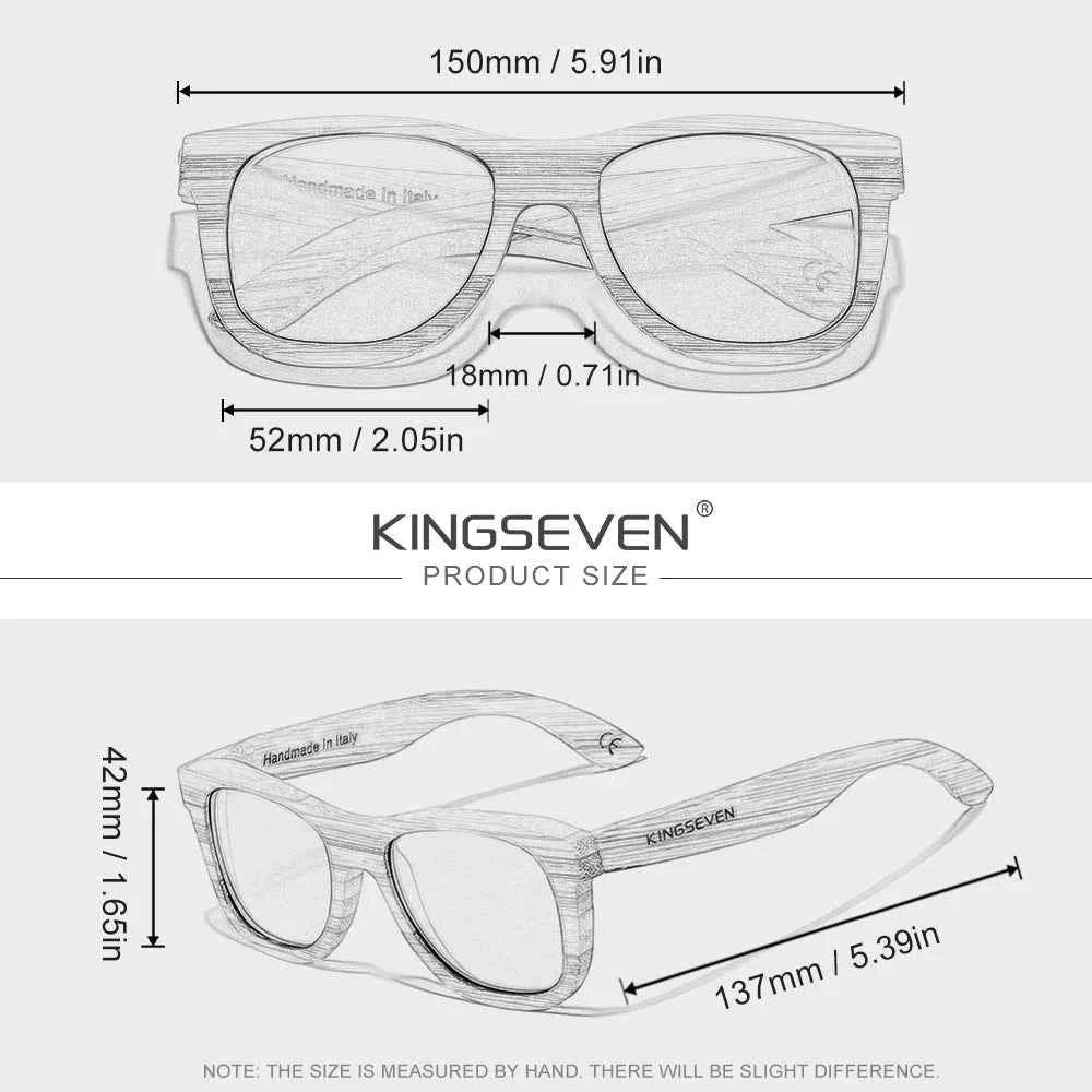 KINGSEVEN G5915 Walnut Wood Sunglasses – Polarized, Anti-Reflective, UV400, Unisex