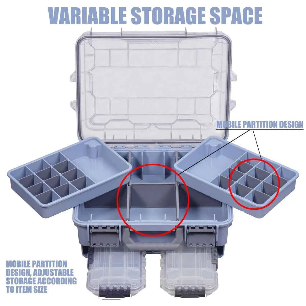 Large Capacity Waterproof Fishing Tackle Box – Hard Shell | Multi-Compartment | Portable | Fishing &amp; Camping
