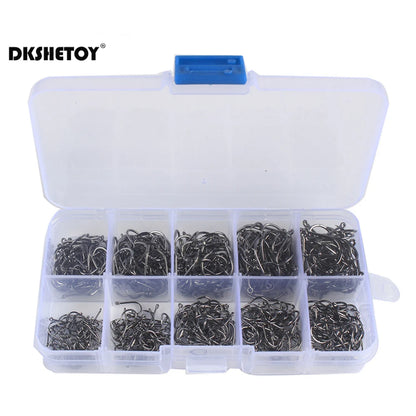 100-1000pcs Fish Hooks with barbed fishhook For Bait With Plastic Box Kit For Saltwater Freshwater fishing tools