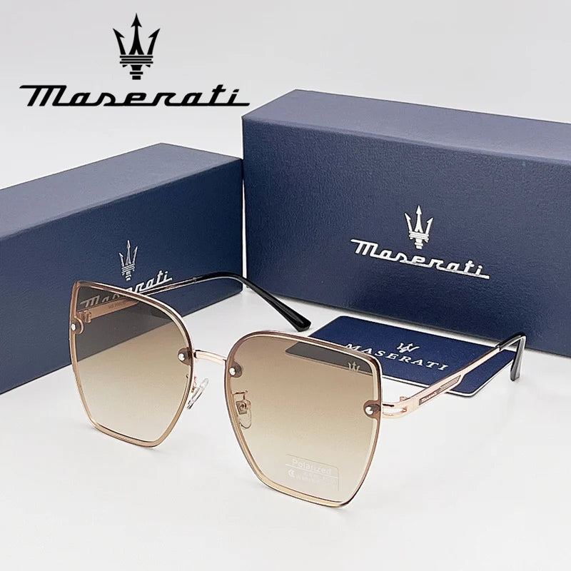 Maserati UV400 Polarized Sunglasses – Square Alloy Frame, Anti-Reflective TAC Lenses