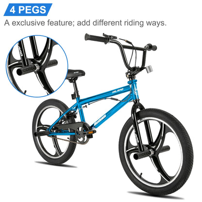 Hiland 20 Inch Kids BMX Bike for Boys Girls Ages 5-12, 360 Degree Rotor Freestyle, 4 Pegs Single Speed Kid’s BMX Bicycle