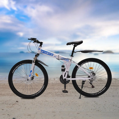 26" Foldable Mountain Bike for Men - 21-Speed All-Terrain Commuter with Dual Disc Brakes