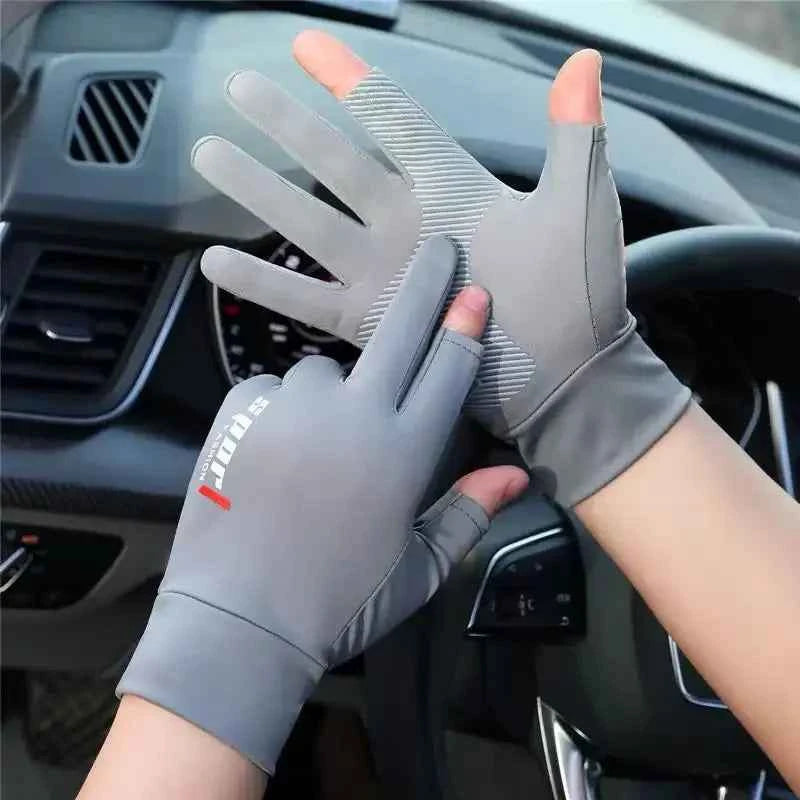 Ice Silk Fishing Gloves – Breathable, Anti-Slip Sun Protection Gloves (Two-Finger &amp; Full-Finger)