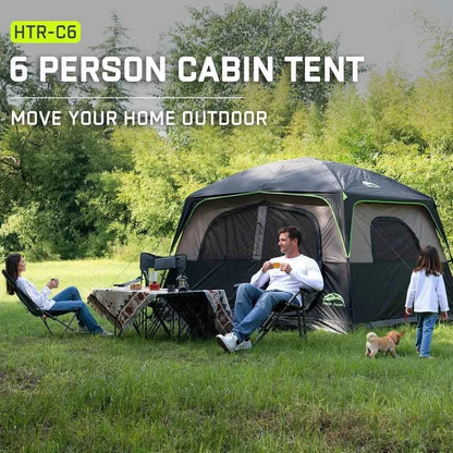 6-Person Waterproof Camping Tent – 3-Min Setup, Removable Rainfly, Cabin Style