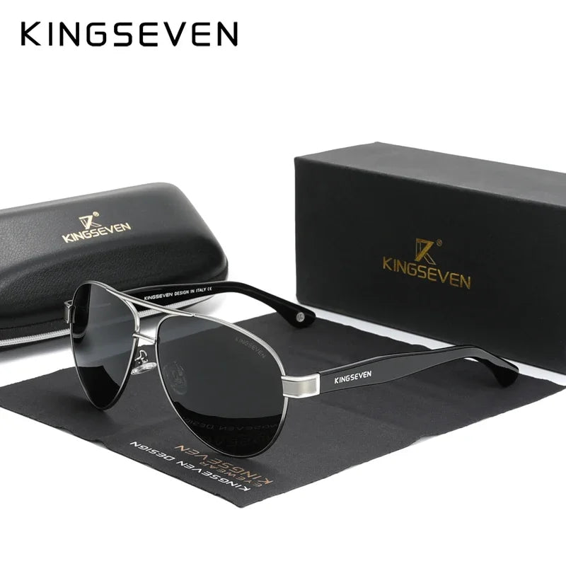 KINGSEVEN 7777 Polarized Pilot Sunglasses – Stainless Steel Frame, UV400, Unisex