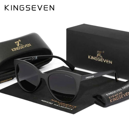 KINGSEVEN 7825 Polarized Oversized Cat Eye Sunglasses – Plastic Frame, UV400, Unisex