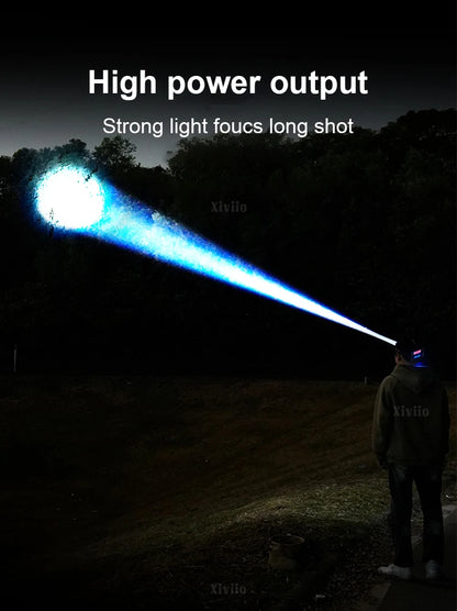 860000000LM Ultra Powerful LED Headlamp Super Bright Long Range 4500M Head Flashlight Rechargeable  Head Lantern Fishing Hunting