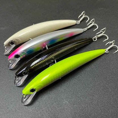 110mm Floating Slim Minnow Lure – 3D Prism Wobbler Jerkbait for Bass, Trout &amp; Sea Fishing