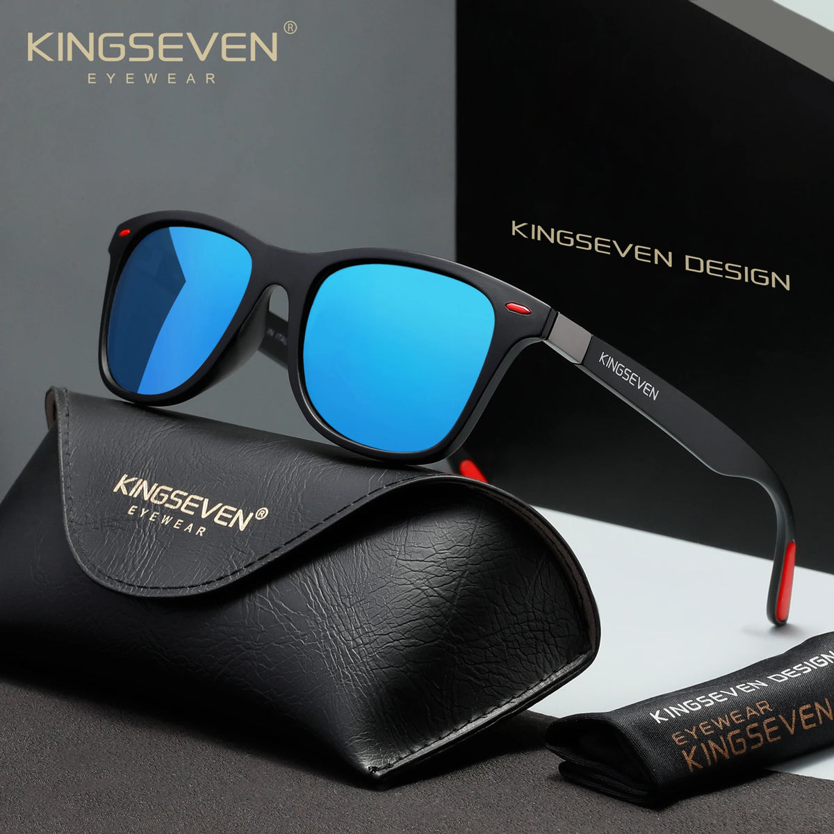 KINGSEVEN 7366 Polarized Sunglasses – Mirror, UV400, Square, Unisex