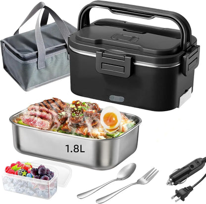 Electric Lunch Box for Adults 100W 1.8L Portable Heated Lunch Box for men,12V/24V/110V home/Car/Office/Truck,1,8L Removable