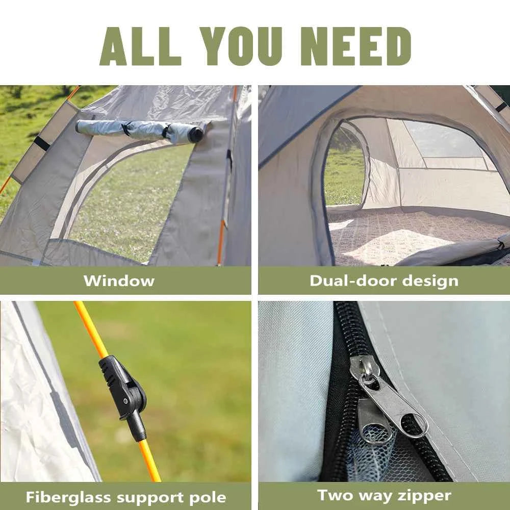 Small Silver Compact Auto-Tent - Quick 60-Second Setup Sunshade for 3-4 People, All-Weather &amp; Portable