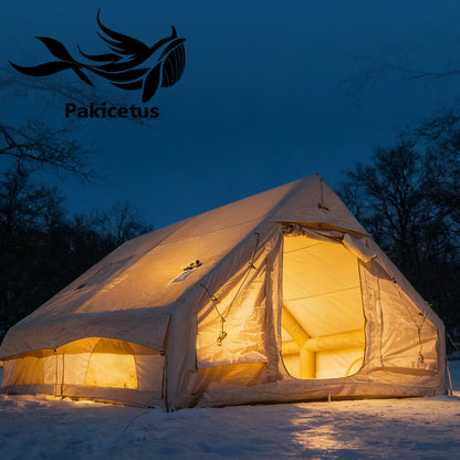 PAKICETUS Inflatable Camping Tent – 4-8 Person Portable 4-Season Waterproof Tent with Windows